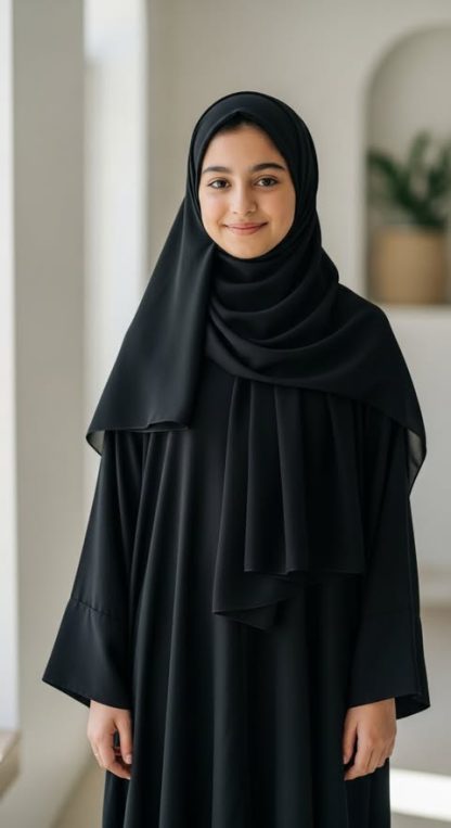Kids Classic Black Abaya - Image 2