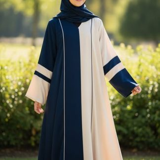 Kids Color Blocked Abaya with Two Tone Design
