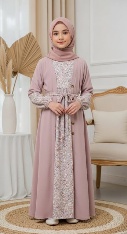 Kids Open Front Abaya - Image 2