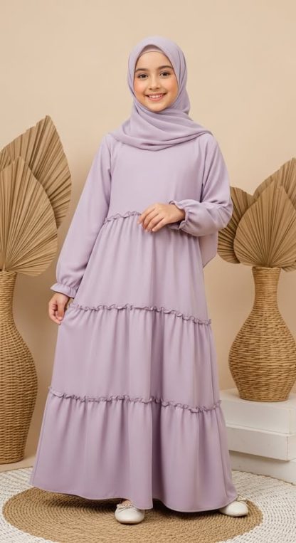 Kids Ruffled or Tiered Abaya - Image 2